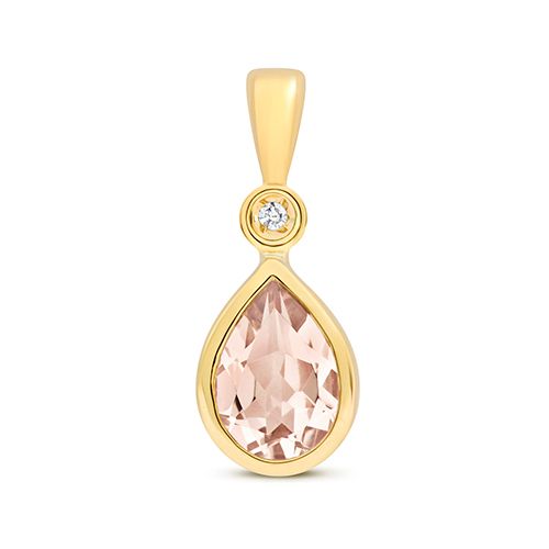 9CT DIAMOND AND MORGANITE PENDANT
