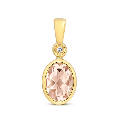 9CT DIAMOND AND MORGANITE PENDANT
