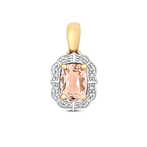 9CT DIAMOND AND MORGANITE PENDANT