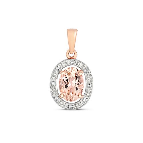 9CT DIAMOND & MORGANITE HALO PENDANT
