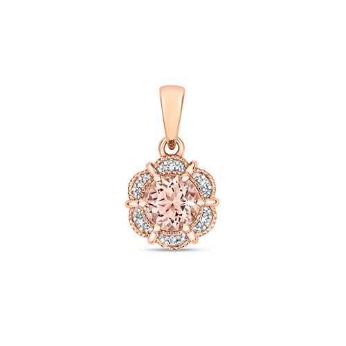 9CT DIAMOND & RD MORGANITE PENDANT