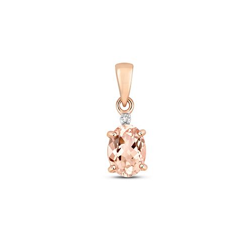 9CT DIAMOND & MORGANITE PENDANT