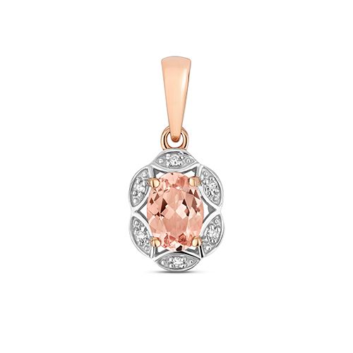 9CT DIAMOND & MORGANITE PENDANT