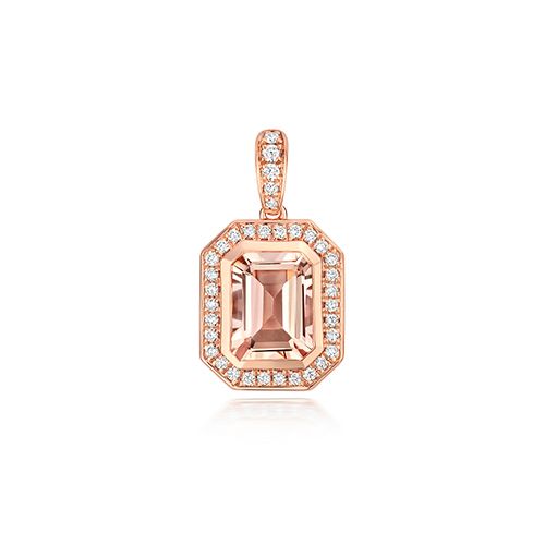 9CT DIAMOND AND MORGANITE PENDANT