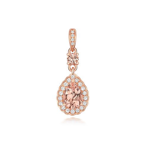 9CT DIAMOND AND MORGANITE PENDANT