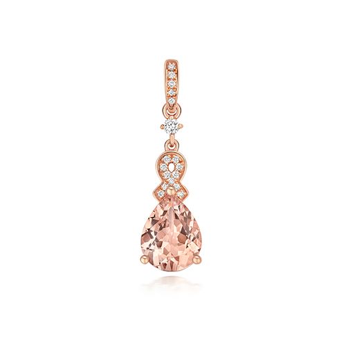 9CT DIAMOND AND MORGANITE PENDANT
