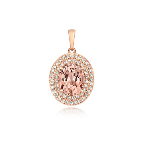 9CT DIAMOND AND MORGANITE PENDANT