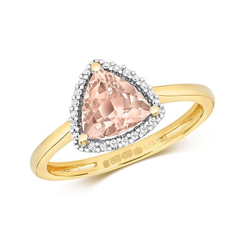 9CT DIAMOND AND MORGANITE RING