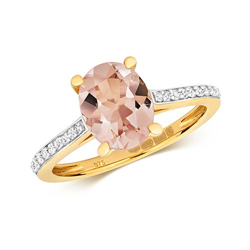 9CT DIAMOND AND MORGANITE RING