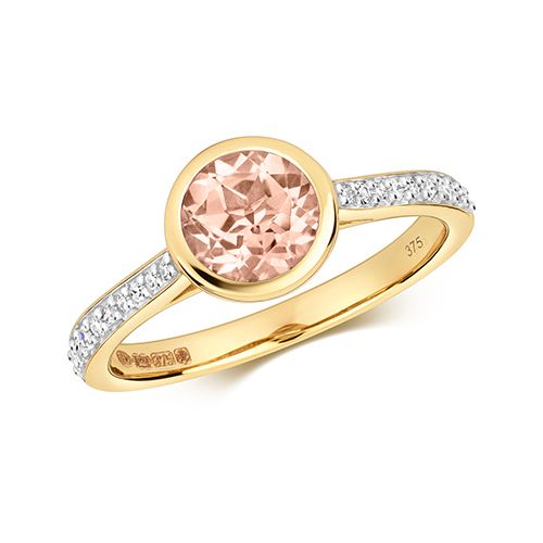 9CT DIAMOND AND MORGANITE RING