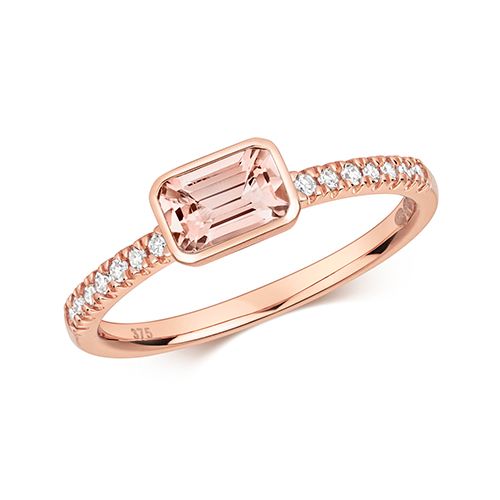 9CT DIAMOND & MORGANITE RING