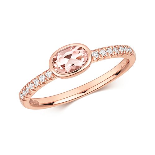 9CT DIAMOND & MORGANITE RING
