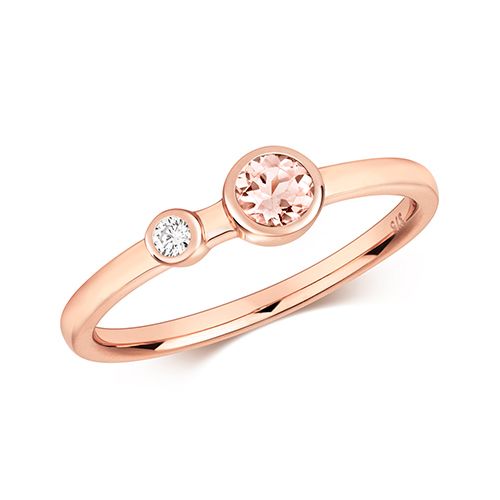 9CT DIAMOND & MORGANITE RING