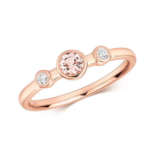 9CT DIAMOND & MORGANITE RING