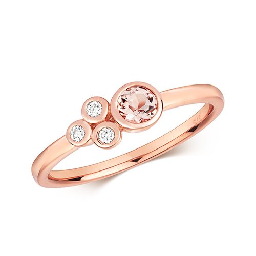 9CT DIAMOND & MORGANITE RING
