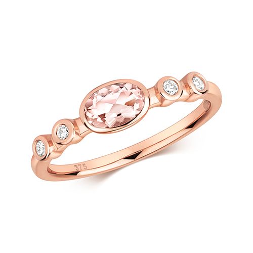 9CT DIAMOND & MORGANITE RING