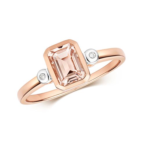 9CT DIAMOND & MORGANITE RING