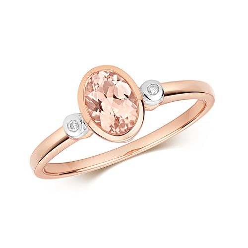 9CT DIAMOND & MORGANITE RING
