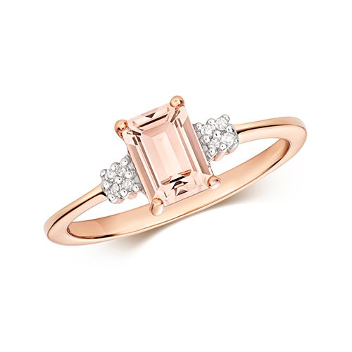 9CT DIAMOND & MORGANITE RING