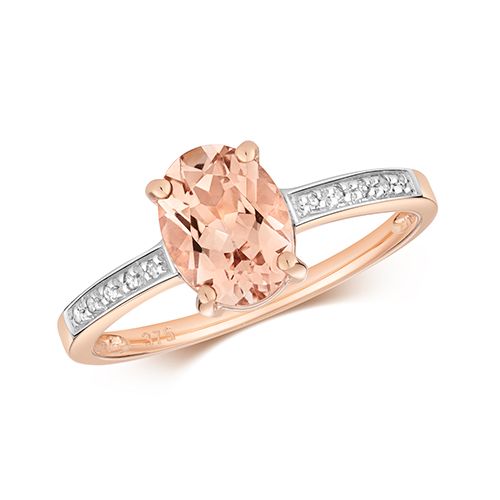 9CT DIAMOND & MORGANITE RING