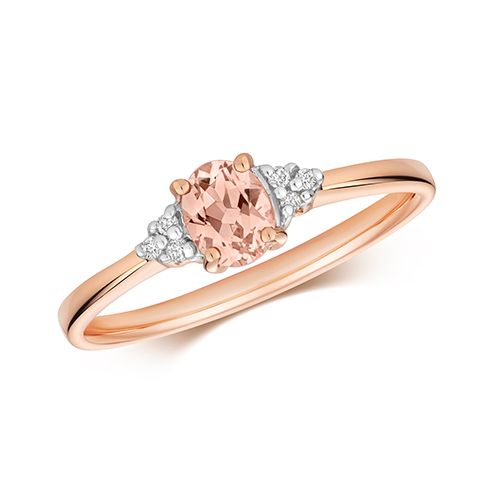 9CT DIAMOND & MORGANITE RING