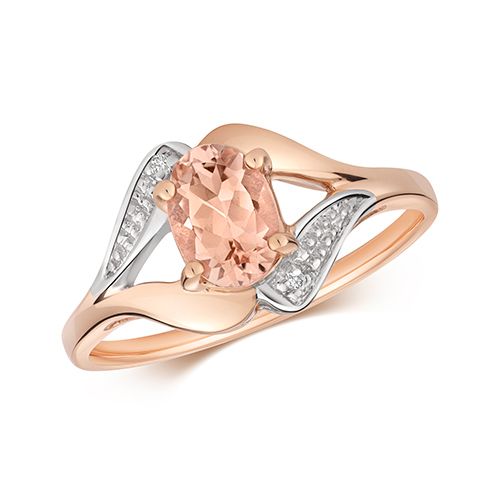 9CT DIAMOND & MORGANITE RING