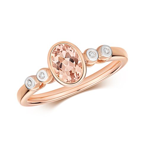 9CT DIAMOND & MORGANITE RING