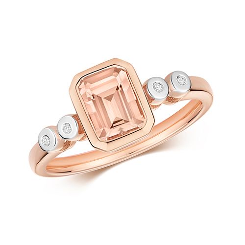 9CT DIAMOND & MORGANITE RING