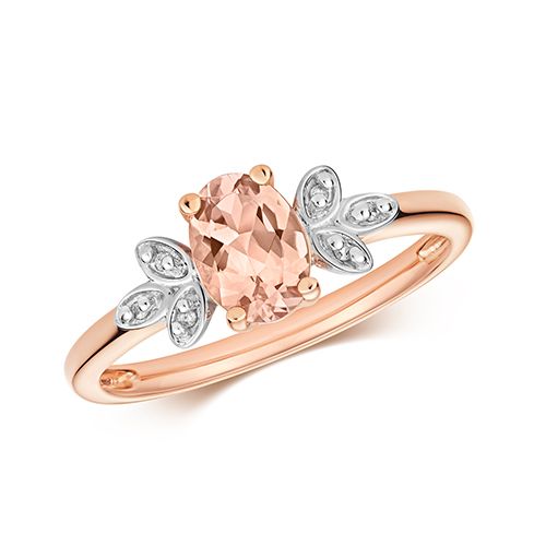 9CT DIAMOND & MORGANITE RING