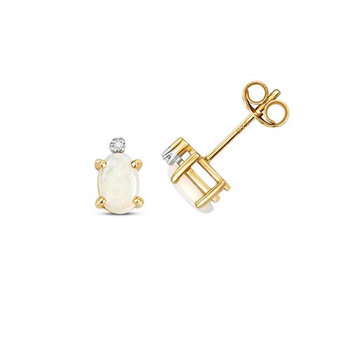 9CT DIAMOND & OPAL STUDS