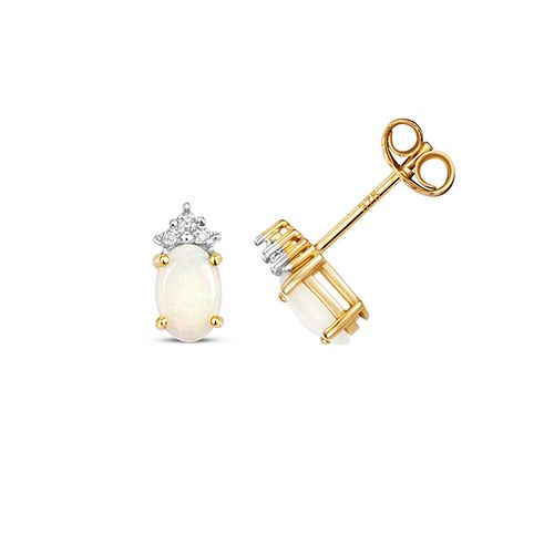 9CT DIAMOND & OPAL STUDS
