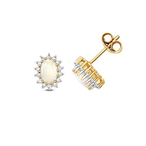 9CT DIAMOND & OPAL STUDS