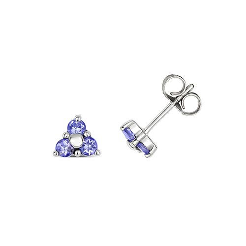 9CT TANZANITE 3 STONE STUDS