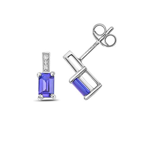 9CT DIAMOND AND TANZANITE EARRINGS