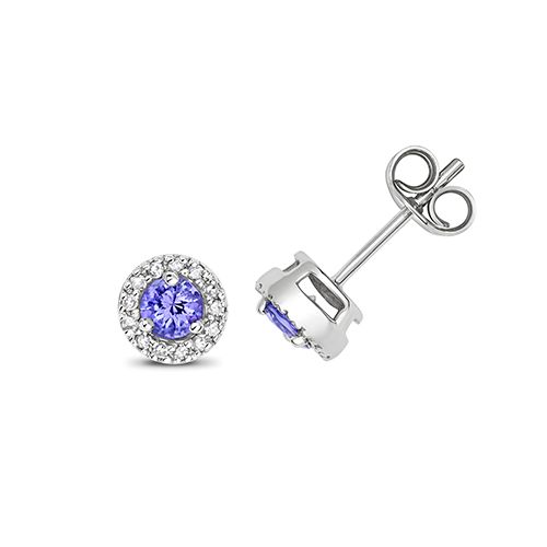 9CT DIAMOND AND TANZANITE EARRINGS