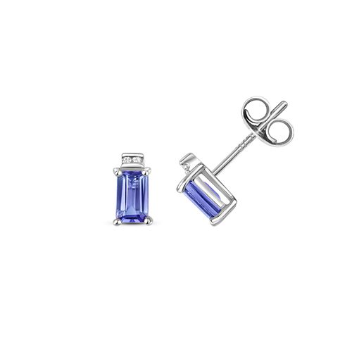 9CT DIAMOND & TANZANITE EARRING STUDS