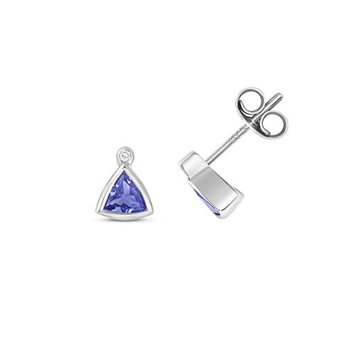 9CT DIAMOND & TANZANITE EARRING STUDS