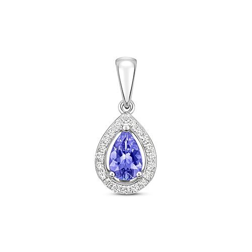 9CT DIAMOND AND TANZANITE HALO PENDANT OPEAR