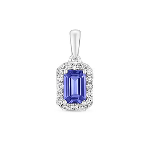 9CT DIAMOND AND TANZANITE OCTAGON PENDANT