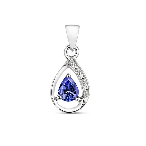 9CT DIAMOND & TANZANITE PENDANT