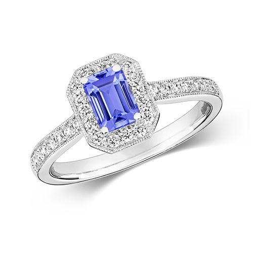 9CT DIAMOND CLUSTER OCTAGON TANZANITE