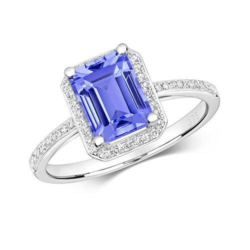 9CT DIAMOND AND TANZANITE RING