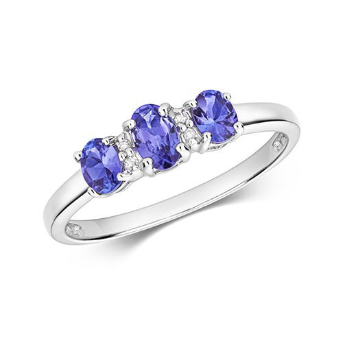 9CT DIAMOND & TANZANITE RING