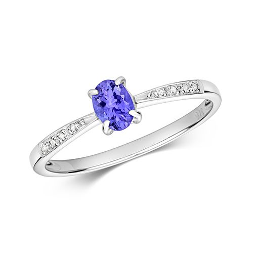 9CT DIAMOND & TANZANITE RING