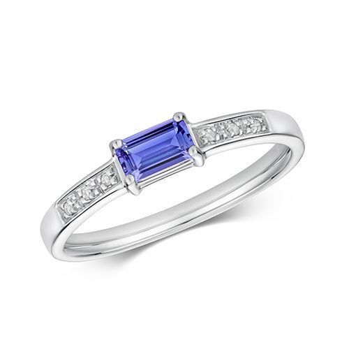 9CT DIAMOND & TANZANITE RING