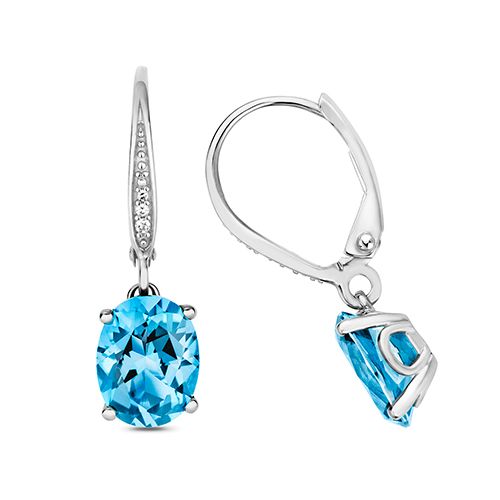 9CT DIAMOND & OV SWISS BLUE TOPAZ DROPS