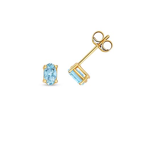 9CT BLUE TOPAZ OVAL STUD EARRINGS