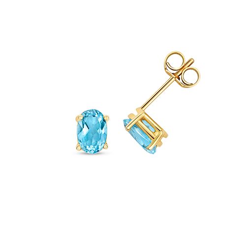 9CT BLUE TOPAZ OVAL STUD EARRINGS