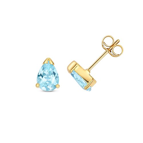 9CT BLUE TOPAZ PEAR SHAPE STUD EARRINGS