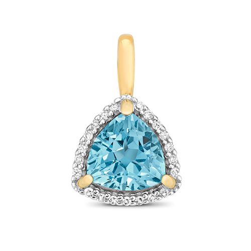 9CT DIAMOND AND LIGHT SWISS BLUE TOPAZ